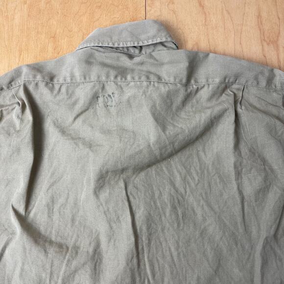 Vintage Post WWII USN Medium Solid Beige Long Sleeve Full Button Collared Shirt - Picture 10 of 10